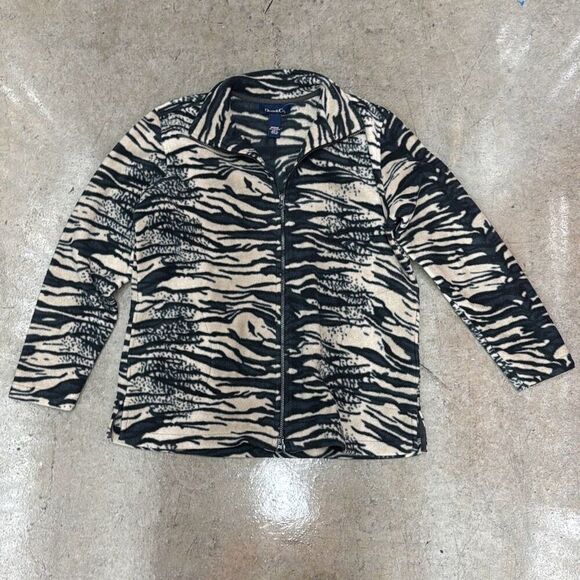 Women’s Full Zip Jacket Zebra Print Denim&Co - Picture 1 of 2